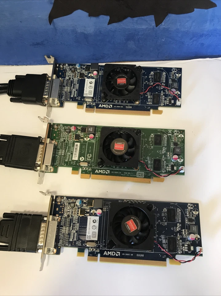 Lot of 3 Dell 1CX3M HFKYC AMD Radeon HD6350 512MB PCI-E x16 w/  DVI Y Splitter - Image 2 of 3