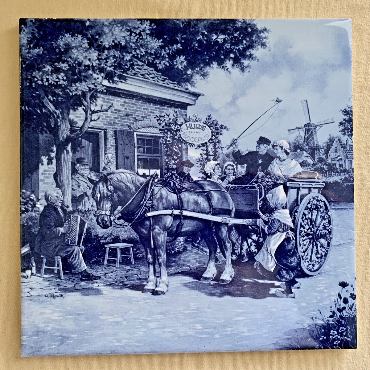 Mosa Holland Decorative Tile Horse Carriage Scene Blue 6 x 6 | eBay