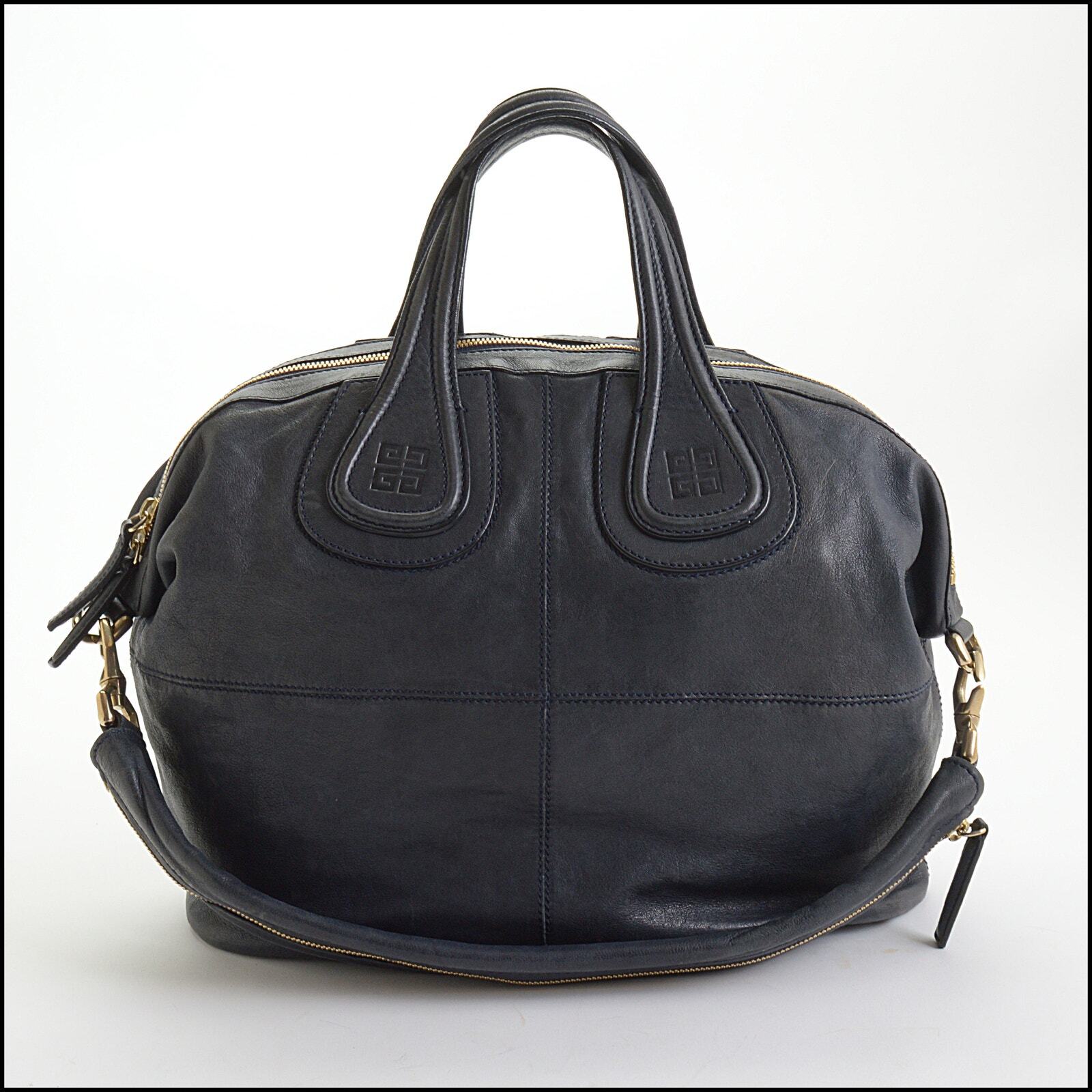 RDC14307 Authentic GIVENCHY Navy Blue Leather Med… - image 1