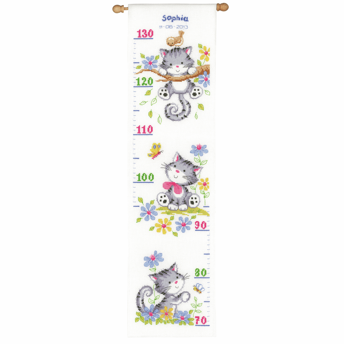 Vervaco Height Chart Kitten Counted Cross Stitch Kit, Multi-Colour - Image 2