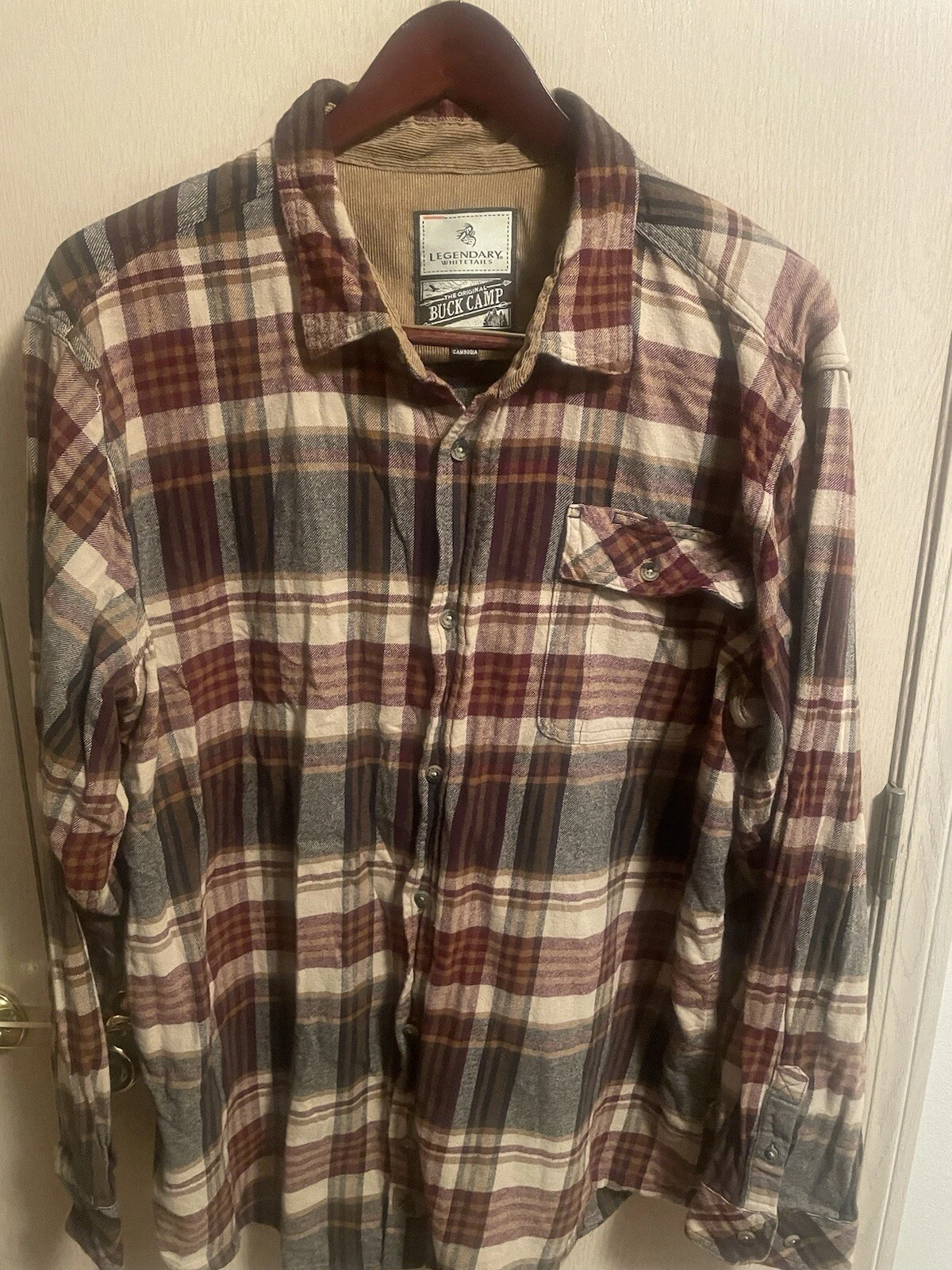 Legendary Whitetails Buck Camp Flannel Shirt Mens Size 2XT Plaid.