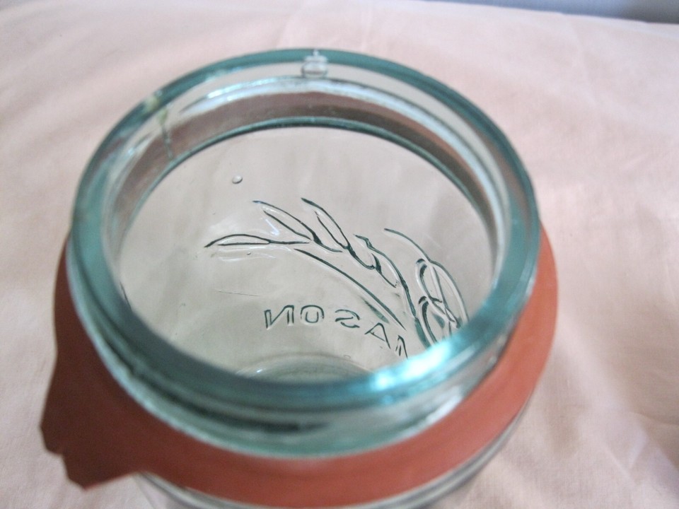 Ball Mason Jar Triple L Pint Blue Green Glass 19001910 Zinc Lid eBay