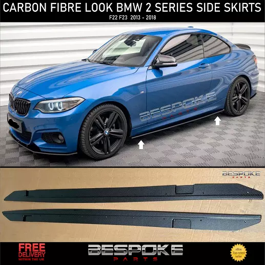 BMW 2 SERIES F22 F23 M PERFORMANCE STYLE CARBON LOOK SIDE SKIRTS 2012 2019