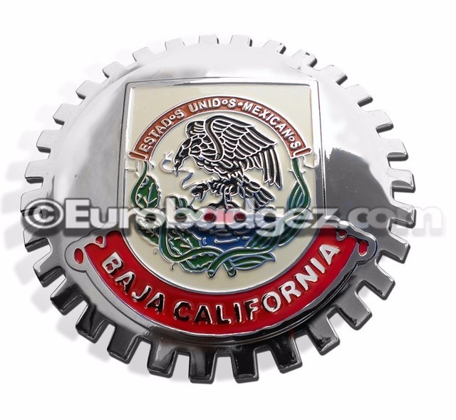 1 NEW Chrome Grill Badge Mexican Flag Spanish MEXICO MEDALLION BAJA
