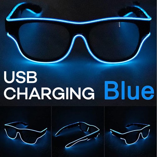 LED Light Glasses USB Chargeable Glasses Luminous Sunglasses for Cosplay Party - Picture 4 of 21