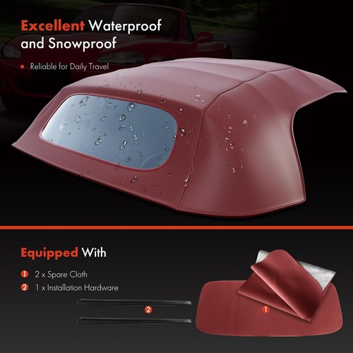 Burgundy Convertible Soft Top with Plastic Window for Porsche Boxster 1997-2002 - Picture 7 of 9