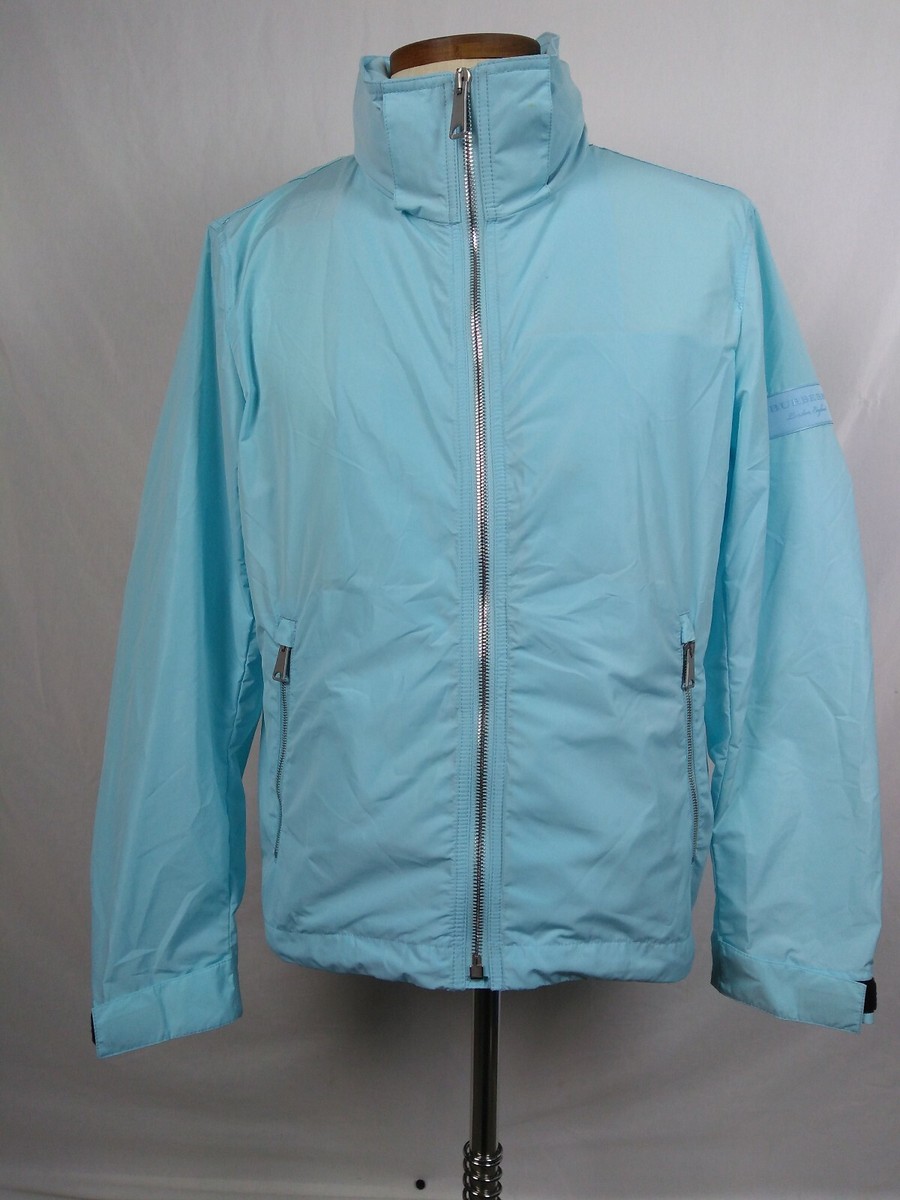 ブルゾン Burberry Cotton And Nylon Windbreaker NEW Burberry Mens Lightweight Turquoise Windbreaker Hooded
