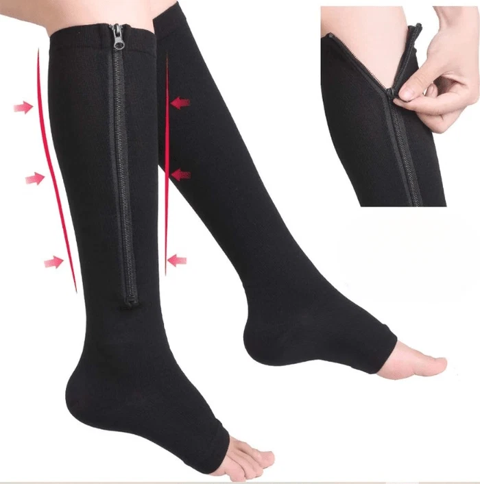 Chaussettes de Compression à Fermeture Éclair pour Homme et Femme-Nylon-Varices - Photo 4/4
