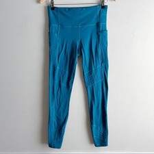 Athleta Sz Small Chaturanga Crop Leggings w/ Pockets in Teal Blue