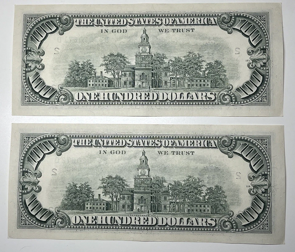 1988 Two $100 Hundred Dollar Bill Federal Reserve Note  New York, NY Vintage Old - Image 2 of 4