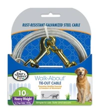Four Paws Heavy Weight Tie-Out Cable for Dogs, Silver 10ft