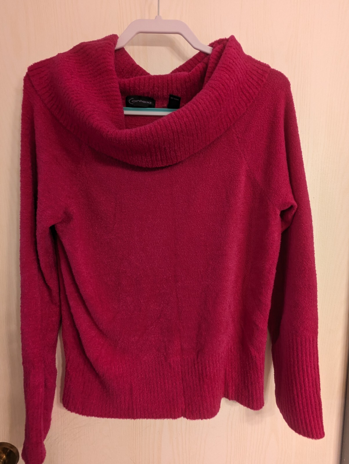 Context Deep Pink Cowl Neck Pullover Sweater Medi… - image 1