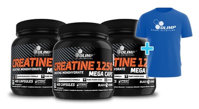 Olimp Creatine 1250 Mega Caps - 3 x 400 Kapseln - Kreatin Creatin + Gratis Shirt