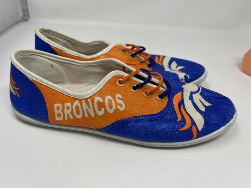 Denver Broncos Sneaker Schuhe Canvas Freizeit blau orange Damengröße 8 glitzernd - Bild 5 von 12