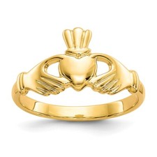 10k Yellow Gold Polished Claddagh Ring For Womens Size 6.5