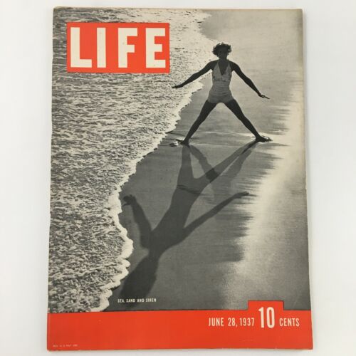 VTG Life Magazine June 28 1937 Sea, Sand and Siren Train Photography, Newsstand - Picture 1 of 1