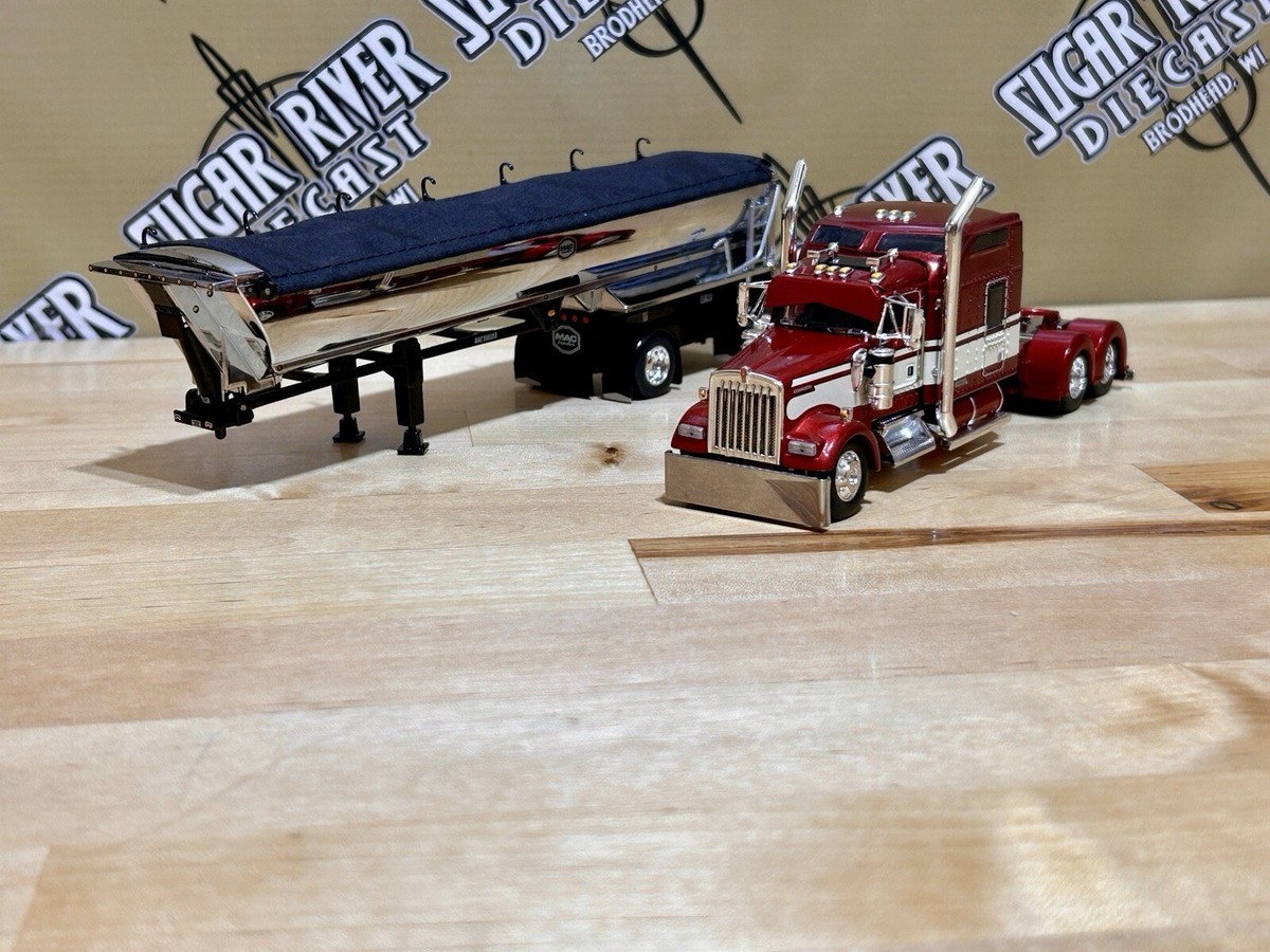 Dcp 1/64 Kenworth W900 Show Parts And Mac Round Dump Trailer