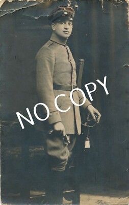PK Foto WK I Porträt Soldat in Uniform Atelier Ferd Clauss, Landau Pfalz D1.23