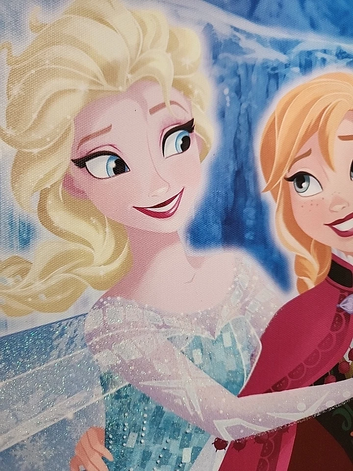 Arte de pared en lienzo Disney Frozen Elsa Anna fuerte vínculo corazón fuerte decoración para niños 18x24 Foto 3 de 4