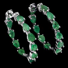 925 Sterling Silver Earrings Pear Emerald 4x3mm Natural Gemstone Jewelry
