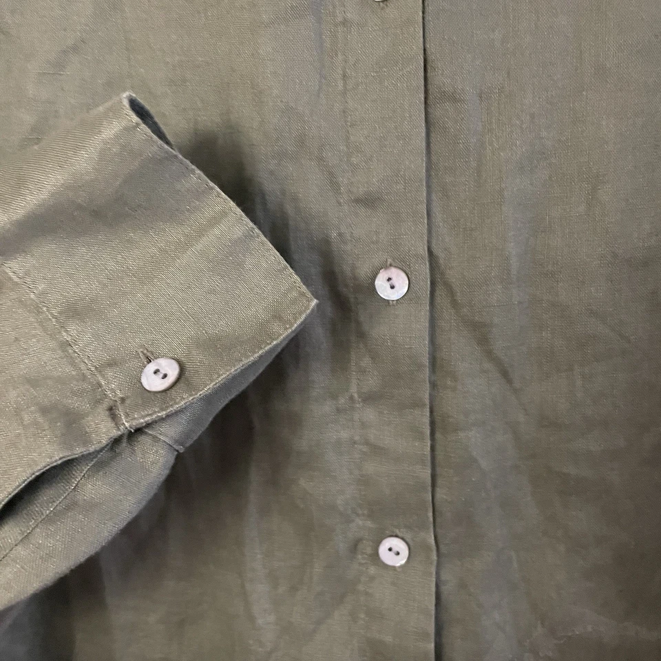 J. Jill Love Linen Tunic Shirt Green Moss Beachy Coastal Sz L Tall NWT B23 - Image 4 of 4