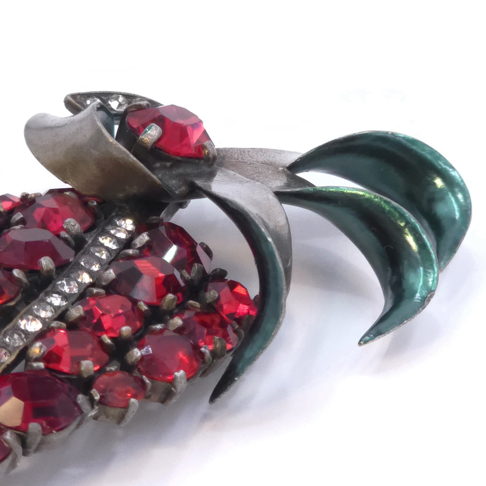 Early Eisenberg Original Ruby Red Rhinestone Enam… - image 9