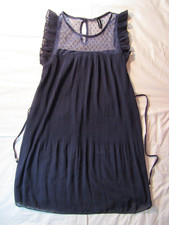 Izabel - Size 8-10 - Navy - Lace Top Front Pleated - Lined Sleeveless Dress