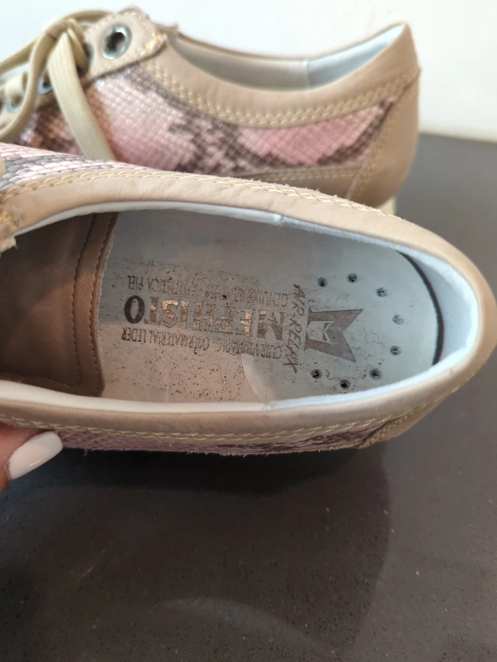 Mephisto туфли кроссовки женский размер 9,5 повседневный кружева коричневый розовый натуральной кожи - Изображение 4 из 4