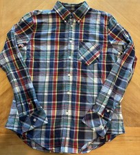 Ralph Lauren Boys Blue And Red Plaid Cotton Button Up Long Sleeve Shirt Size M