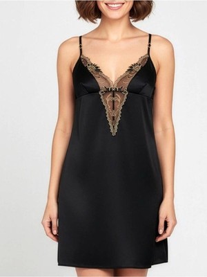 Lise Charmel Éblouissante Icône Silk Babydoll Black Lace Plunge Slip Dress