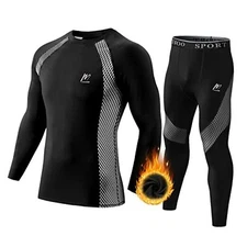 Men's Thermal Underwear Set Sport Long Johns Base Layer Bottom Top for Skiing 