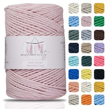 2mm Cotton Macrame Cord 195 Yards Recycled Crochet Yarn Art Craft Wall Hanging