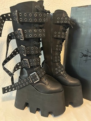 Dollskill WIDOW  Desolate Destination Knee-High Platform Boots Goth NIB