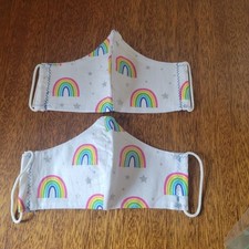 KIDS Rainbow/Stars Facemask. Handmade Unused Adjustable, Reversible