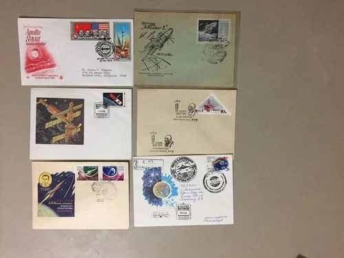 Six Russia fdc and special covers:5X SPACE,1X ANTARCTIC w/triangle stamp