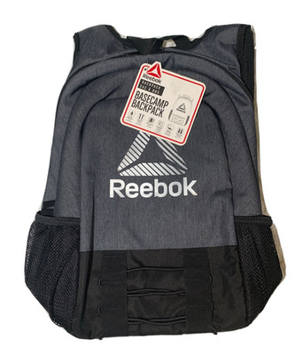 Reebok Basecamp Backpack Heather Grey water Bottle storage reflective New