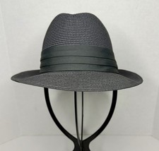 Park Royal Straw Panama Fedora Gray Vintage 1940  s 1950  s Size 6 7/8