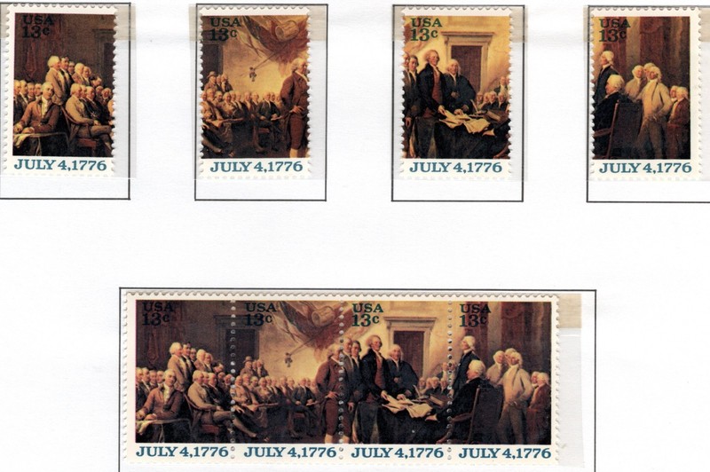 SC#1691-1694, 1976--13c Declaration of Independence. Set of 4 Att'd and Unatt'd