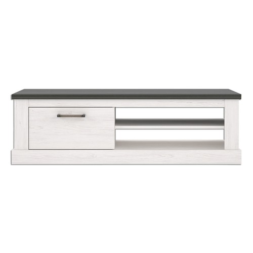 Lowboard - Pinie weiß-Touchwood - 146 cm breit Fernsehschrank TV-Board - Bild 3 von 5
