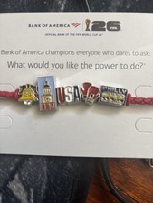FIFA World Cup 26 Red Cord Enamel Charm Bracelet USA Liberty Bell Philadelphia