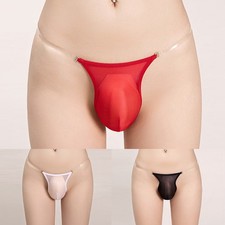 Underwear Mens Briefs See Through Thongs Breathable Comfortable Glossy