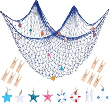 28 Pcs Fishnet Decorative Nature Fish Net Wall Decoration Set 79 X 59 Inch Nauti