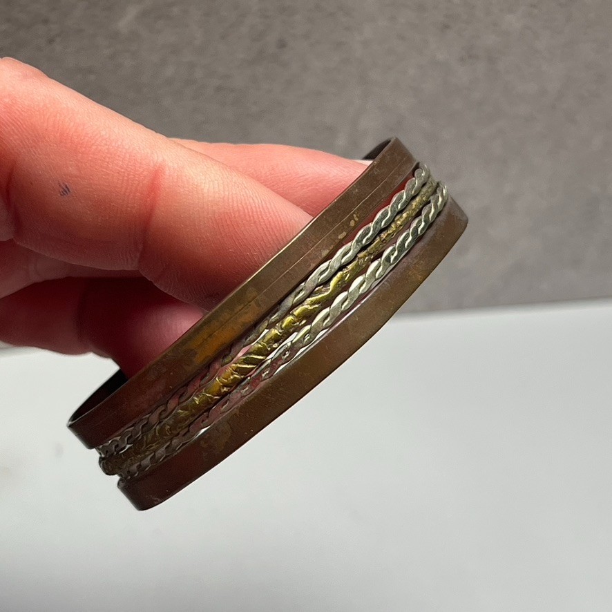 3- Solid Copper Braided Cuff Bracelet Vintage Ban… - image 10