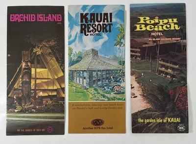 3 Vintage Hawaiian Hotel Resort Brocures-Tariff Schedules Kauai-Poipu-Orchid Is