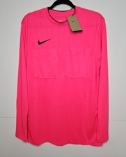 Maglia manica lunga Nike Dri-FIT uomo rosa calcio arbitro taglia large nuova con etichetta difettosa