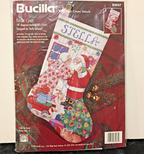 Bucilla Counted Cross Stitch Christmas Stocking Kit Kissin Claus Santa 83437 NEW