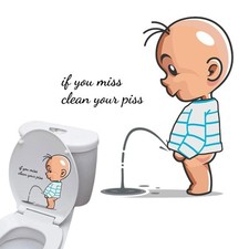 Funny Toilet Sticker Bathroom Wall Decal Door Art Seat Home Sign Stickers