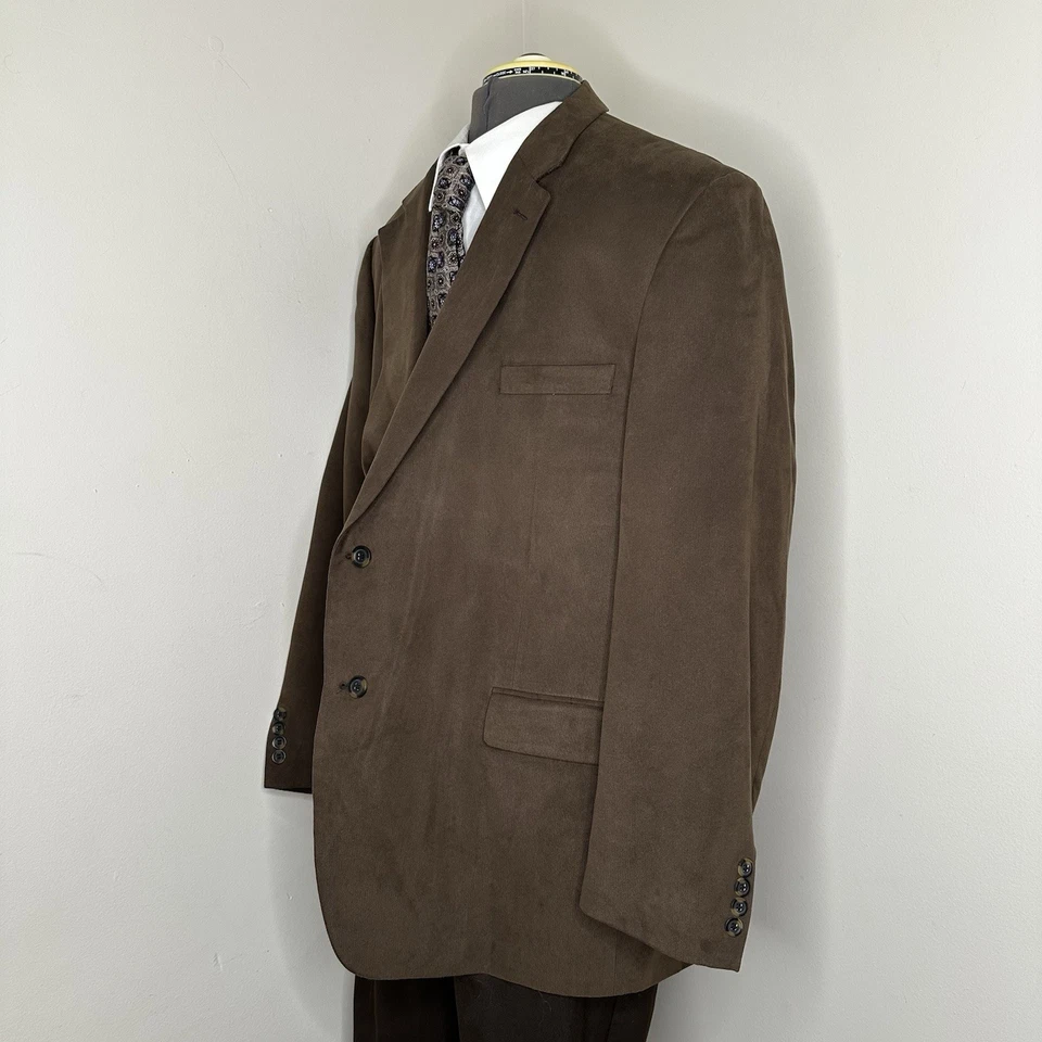 Andrew Fezza Hombres 50R 54" Imitación Gamuza Blazer Abrigo Deportivo Traje Chaqueta Marrón 2 Btn Foto 4 de 4