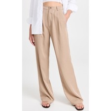 Reformation Mason High-Waist Wide-Leg Trouser Pant Khaki Women  s 2