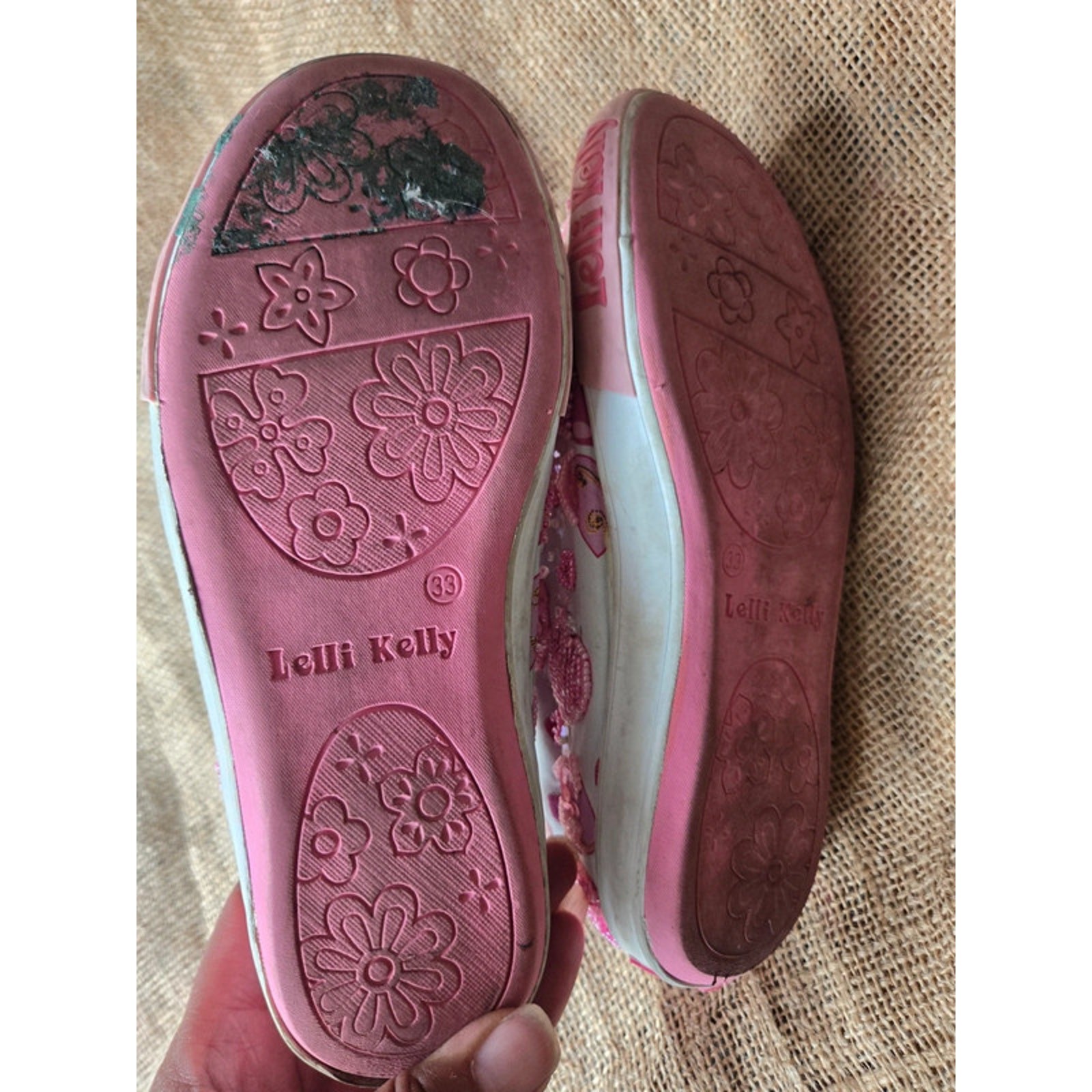 Lelli Kelly Pink & White Beaded & Sequin Trainers - Size 1 image 6
